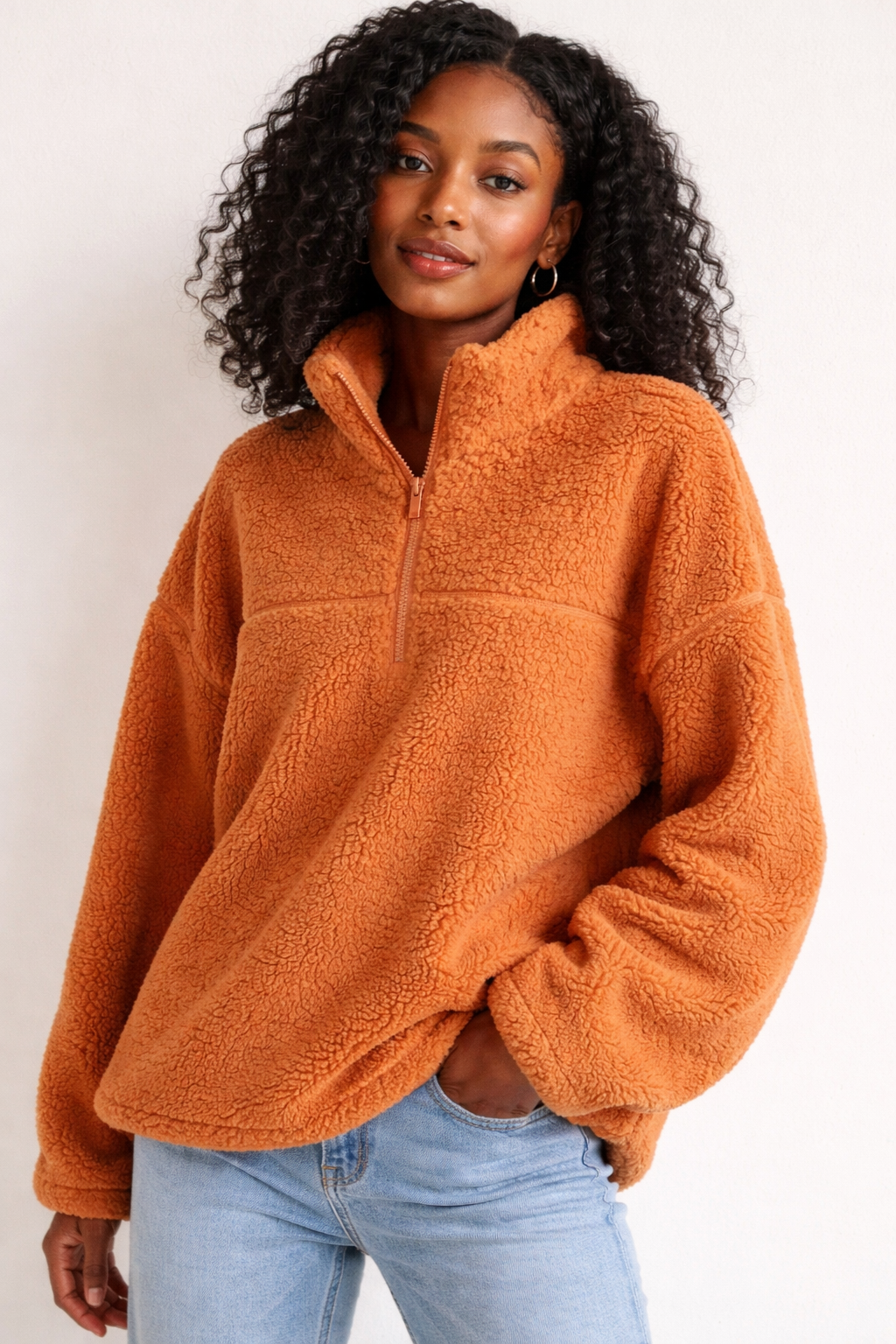 Cozy Sherpa Pullover with Side Pockets