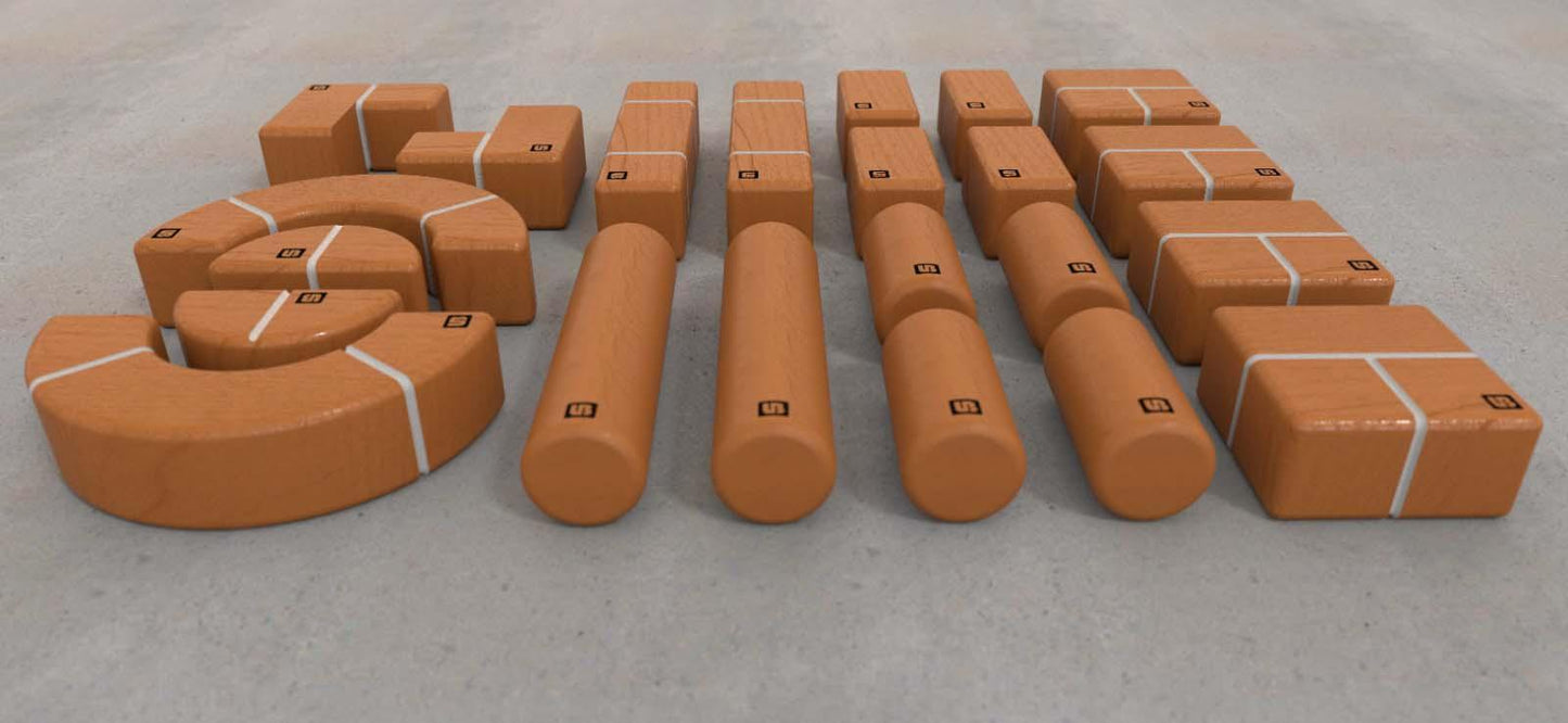 UNIT BRICKS Wooden Construction Set for 18m+. 22 pcs Toddler Pratt