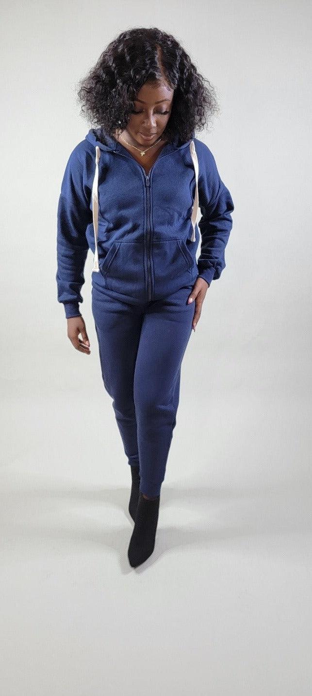 Cozy Chic Zipper Hoodie and Jogger Combo - girlsdomot