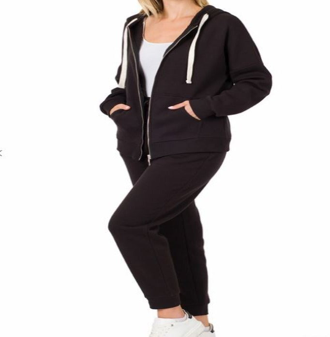 Chic Soft Sweat Jacket and Pant Set