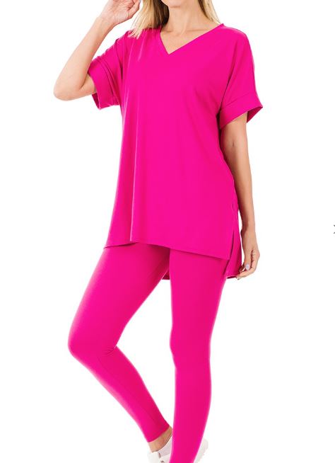 Fashion Forward V-Neck Top and Leggings Set
