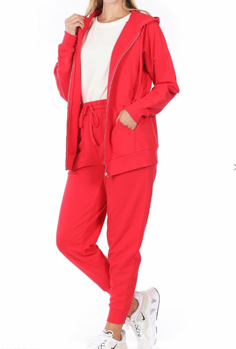 Cozy Chic Zipper Hoodie and Jogger Combo