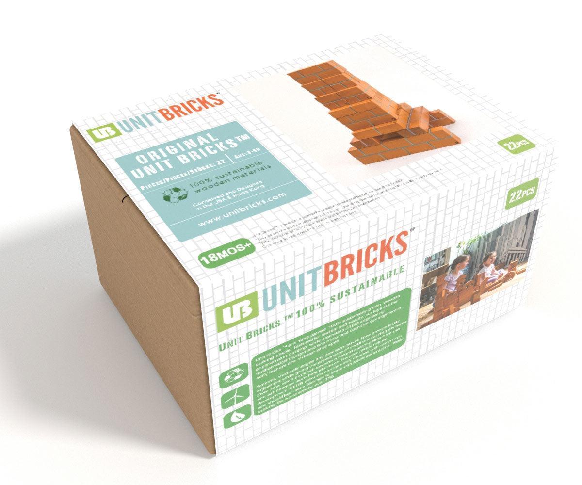 UNIT BRICKS Wooden Construction Set for 18m+. 22 pcs Toddler Pratt