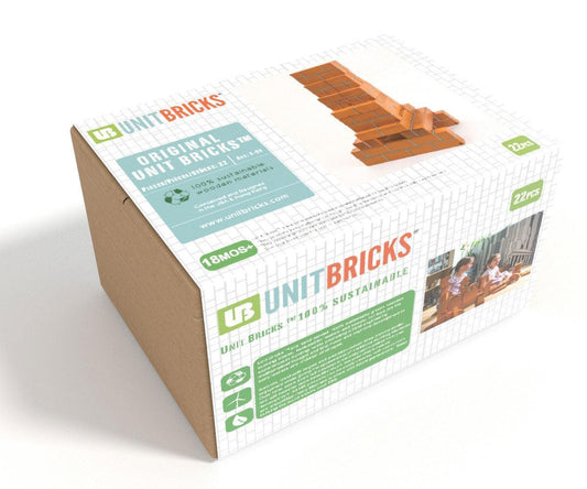 UNIT BRICKS Wooden Construction Set for 18m+. 22 pcs Toddler Pratt