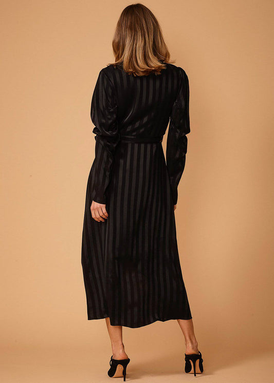 Black Stripe long sleeve Dress