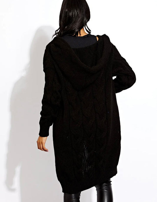 Cable Knit Hooded Sweater for Women