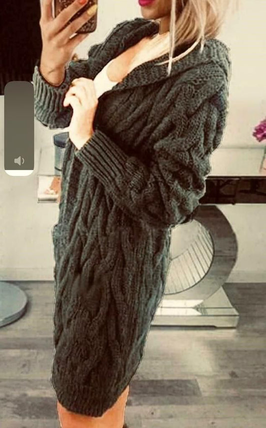 Cable Knit Hooded Sweater for Women