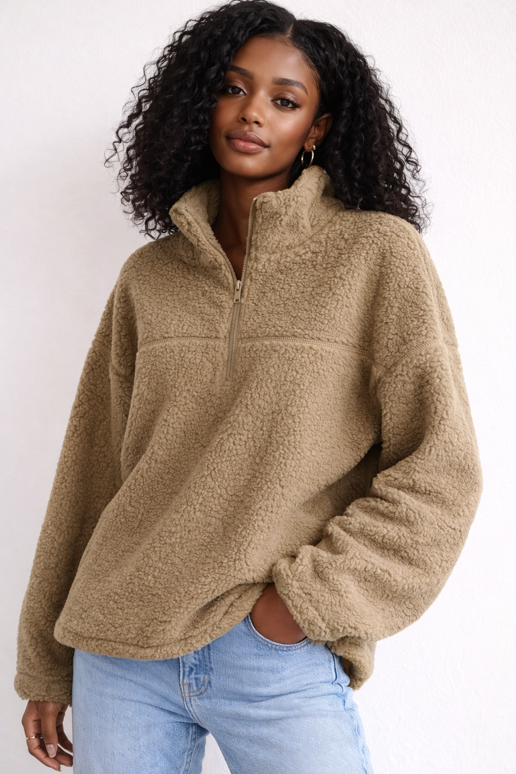 Cozy Sherpa Pullover with Side Pockets