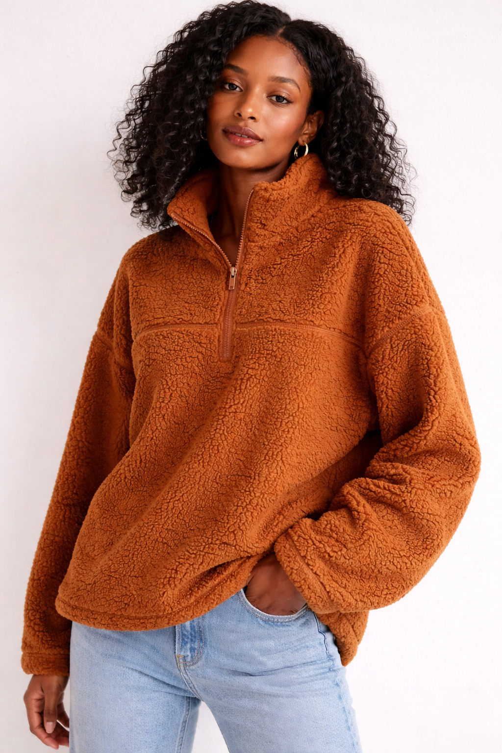 Cozy Sherpa Pullover with Side Pockets
