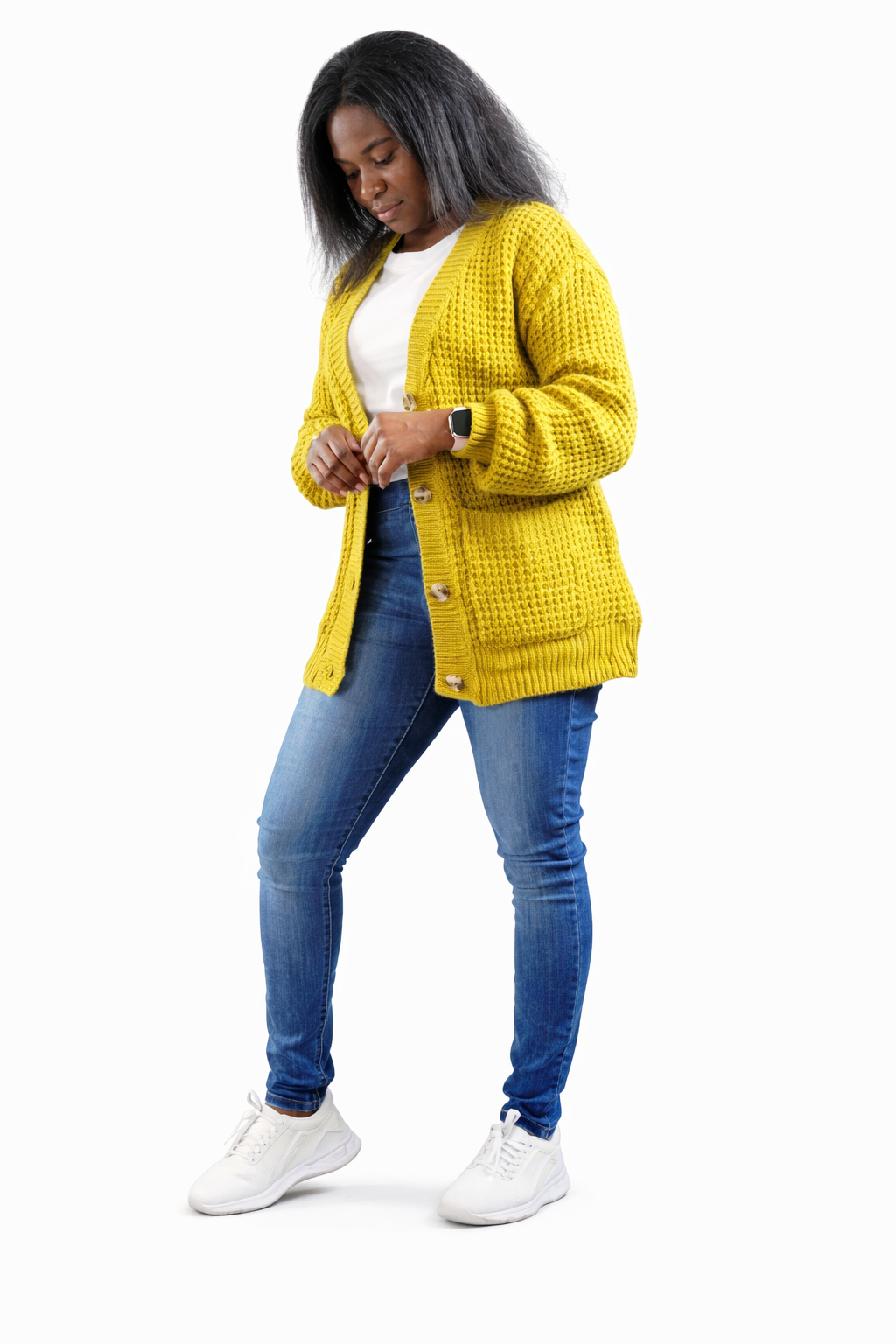 Pretty Cable-Knit Button Cardigan Sweater
