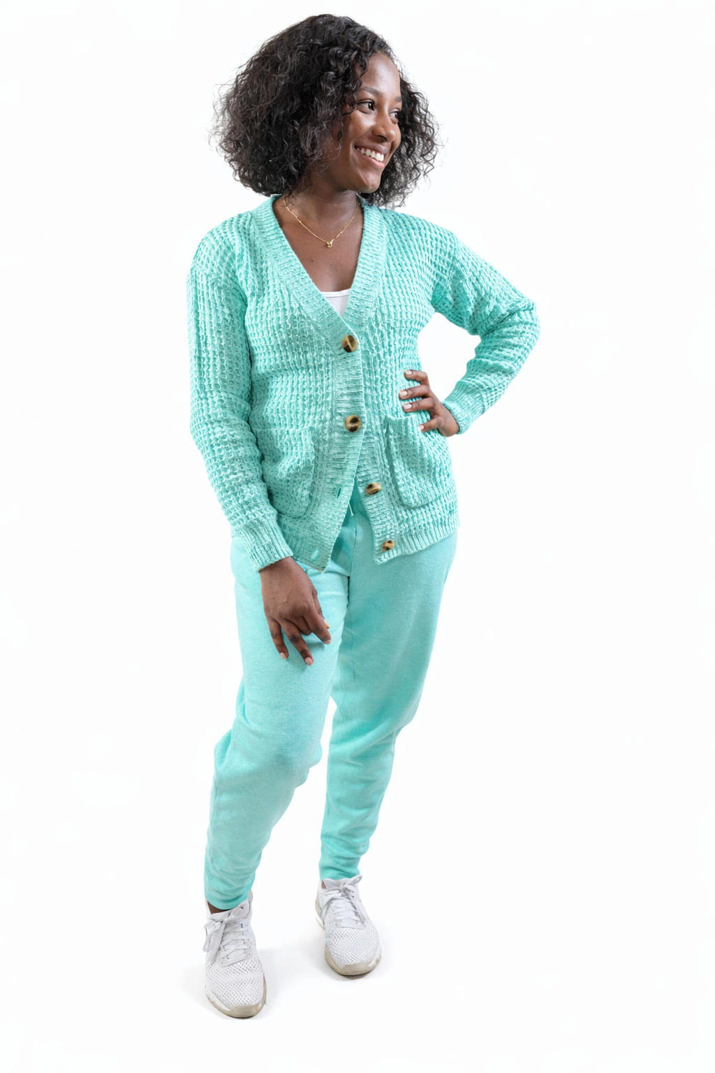 Pretty Cable-Knit Button Cardigan Sweater