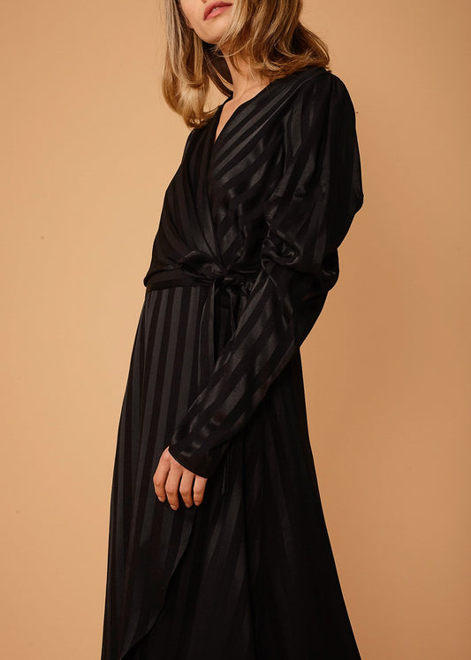 Black Stripe long sleeve Dress