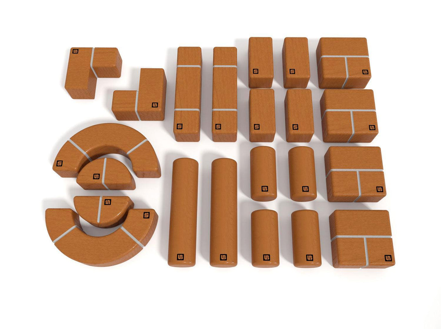 UNIT BRICKS Wooden Construction Set for 18m+. 22 pcs Toddler Pratt