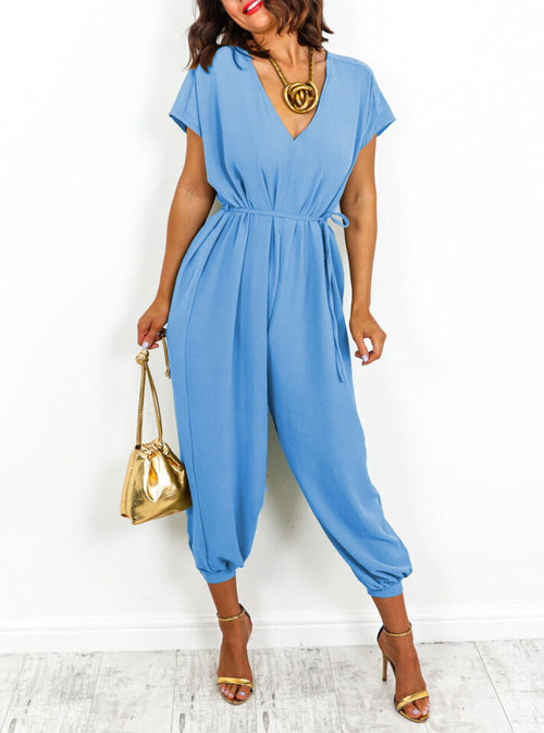 Women’s V-Neck Tie Waist Jumpsuit
