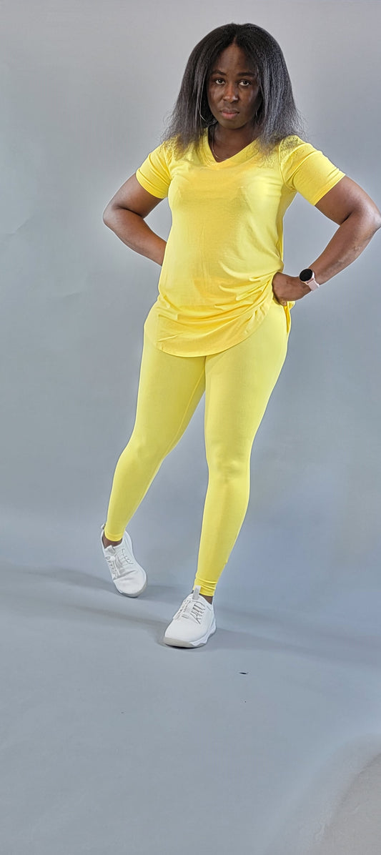 Premium top and microfiber wide waistband legging set