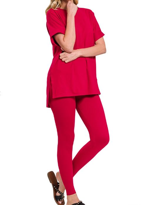 Fashion Forward Round-Neck Top and Leggings Set