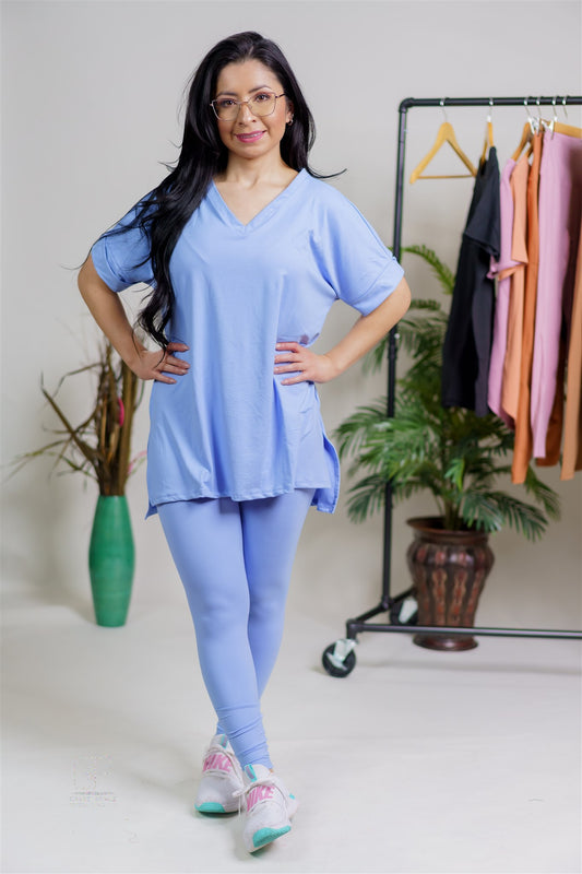 Fashion Forward V-Neck Top and Leggings Set